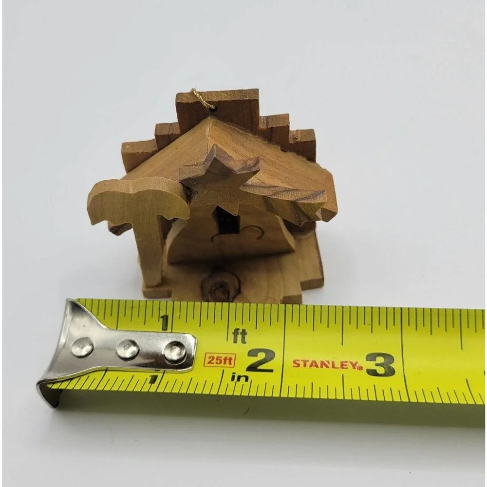 Vintage Wooden Nativity Scene Christmas Tree Ornament